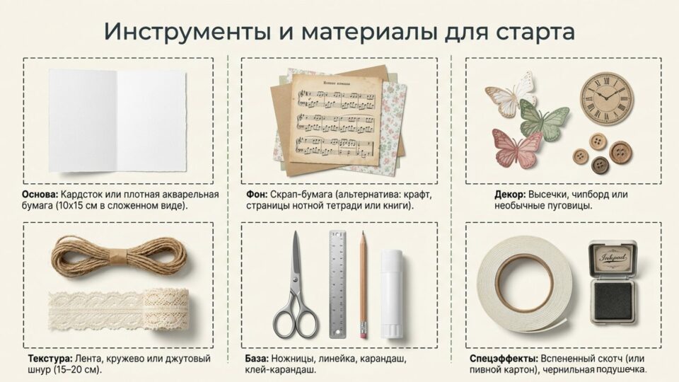 Пошаговая инструкция по созданию новогодних и других открыток в скрапбукинге