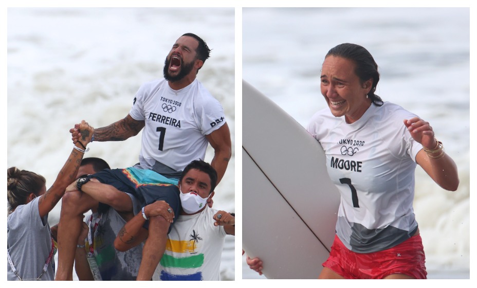 Первыми в истории победителями Олимпиады по серфингу стали бразилец и американка. Фото: Reuters