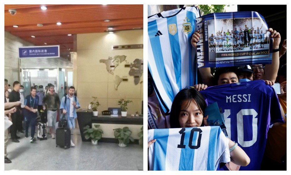 Лионель Месси не без приключений добрался в Китай, где его ждали десятки фанатов. Фото: Reuters