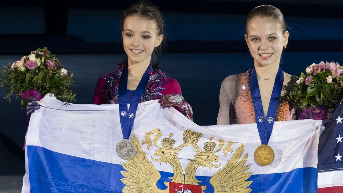 Трусова и Щербакова на ЧМ-2019 среди юниоров в Загребе на льду 