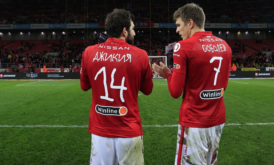 MOSCOW, RUSSIA, OKTOBER 16, 2021. The 2021/22 Russian Football Premier League. Round 11. Football match between Spartak (Moscow) vs Dinamo (Moscow) at Otkritie Arena in Moscow. Draw 2:2. Photo by Stupnikov Alexander/FC
